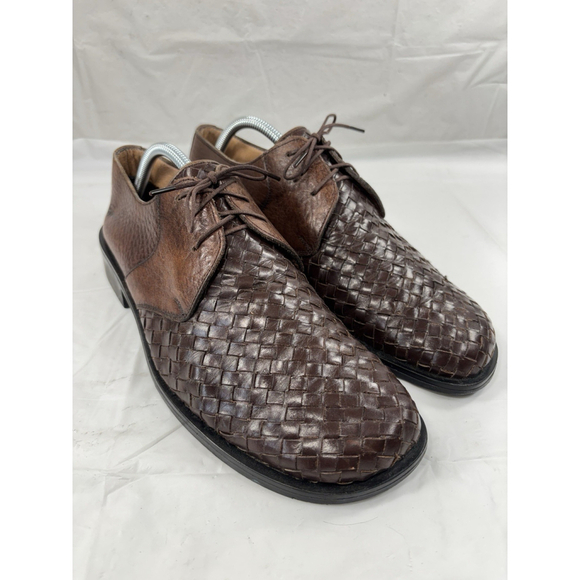 Barracuda Italy Luxury basket Weave WOVEN LEATHER oxfords Size 9 M